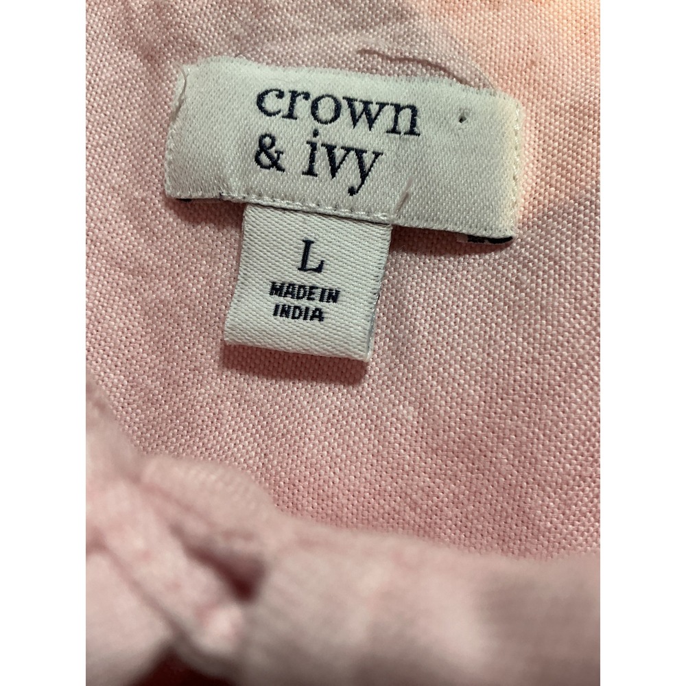 Crown & Ivy Womens Pink Tiered Shirt Dress Long Sleeve Cotton Blend Size L - Picture 5 of 6